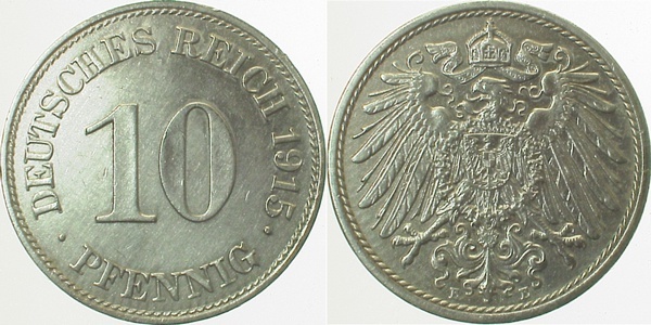 013n15E~2.0 10 Pfennig  1915E vz J 013  