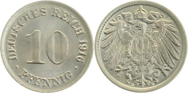 013n16D~1.1 10 Pfennig  1916D prfr/stgl. J 013  