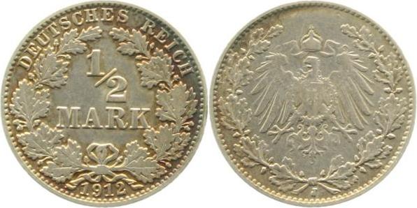 01612J~3.0-PAT 0.5 Mark  1912J ss schöne Patina J 016  