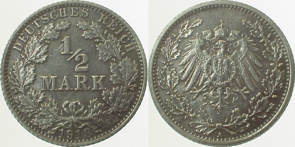 01618A~1.5 0.5 Mark  1918A vz/stgl.geschwärz J 016  