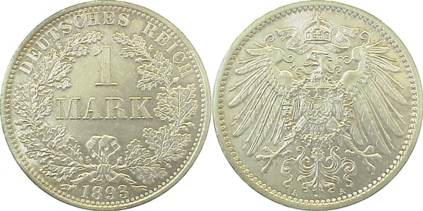 01793A~1.1b 1 Mark  1893A prfr/stgl min. berieben J 017  