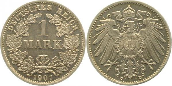 017n07D~0.1-PAT 1 Mark  1907D PP- herrliche Patina !!!! J 017  