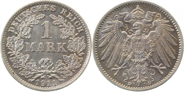 017n11D~1.2p 1 Mark  1911D prfr. Mzz. links doppelt !!! J 017  