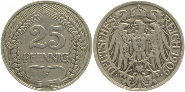 01809F~2.5 25 Pfennig  1909F ss/vz J 018  