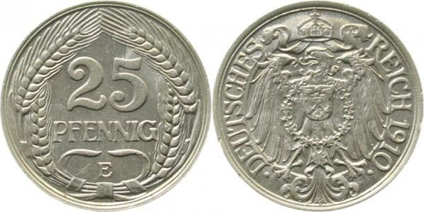 01810E~1.5b 25 Pfennig  1910E f.prfr.min.Rf. J 018  