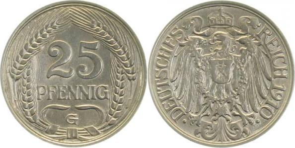 01810G~1.5b 25 Pfennig  1910G f.prfr 1 Krätchzerchen J 018  
