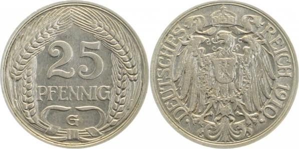 01810G~2.5 25 Pfennig  1910G ss/vz J 018  