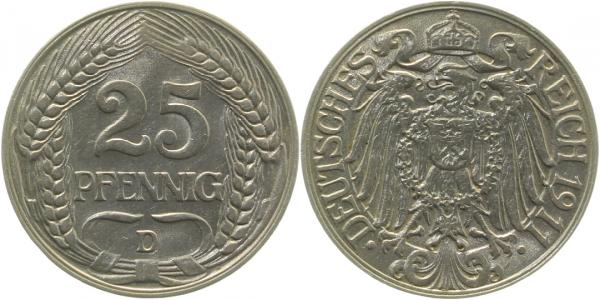 01811D~1.5 25 Pfennig  1911D f.prfr. J 018  