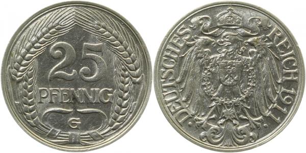 01811G~2.0 25 Pfennig  1911G vz J 018  