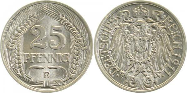01811E~1.1 25 Pfennig  1911E prfr/stgl J 018  