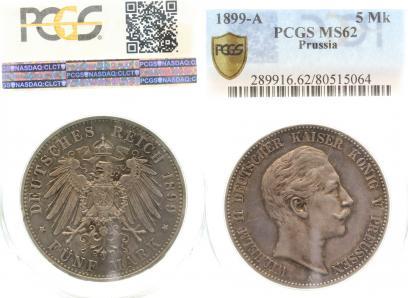 10499A~0.5-GG 5 Mark  Wilhelm II 1899A vz/stgl aus PP !!! J 104  