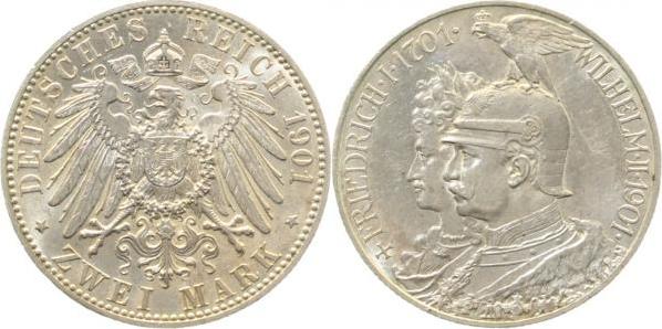 10501A~2.5b 2 Mark  Wilhelm II ss/vz Rückseite f.stgl !! J 105  