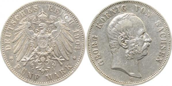 13004E~2.5 5 Mark  Sachsen Georg 1904E ss/vz J 130  