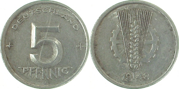 150248A~3.0P 5 Pfennig  DDR 1948A bfr/st dopp. Jahreszahl !! J1502  