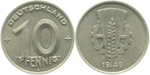 150349A~1.0 10 Pfennig  DDR 1949A stgl./matt J1503  