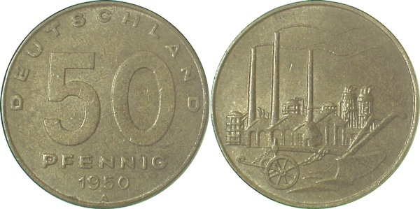 150450A~1.5 50 Pfennig  DDR 1950A vz/prfr. J1504  