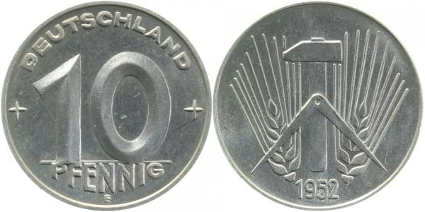 150752E~1.1 10 Pfennig  DDR 1952E prfr/stgl RRR J1507  