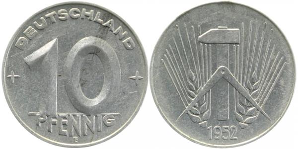150752E~2.5 10 Pfennig  DDR 1952E ss/vz J1507  