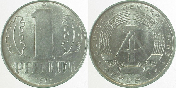 150872A~1.1 1 Pfennig  DDR 1972A bfr/stgl./matt J1508  