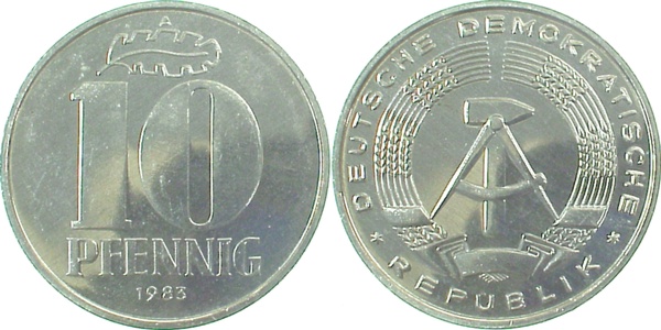 151083A~1.0 10 Pfennig  DDR 1983A stgl/matt !! J1510  