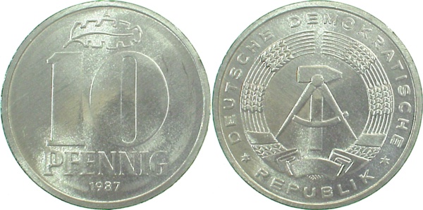 151087A~1.1 10 Pfennig  DDR 1987A bfr/stgl/matt J1510  