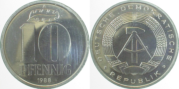 151088A~1.0a 10 Pfennig  DDR 1988A spgl. J1510  