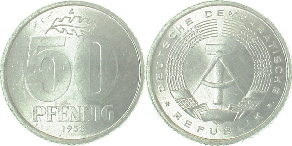 151258A~1.0 50 Pfennig  DDR 1958A stgl./matt J1512  