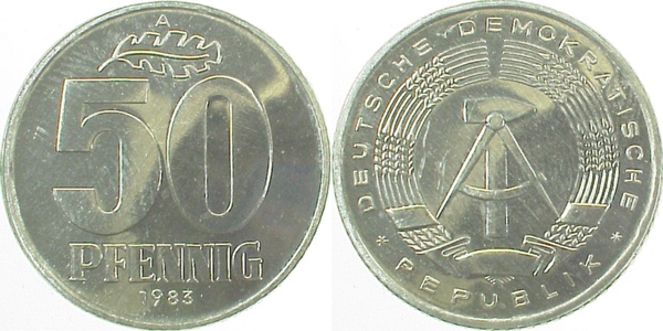 151283A~1.0a 50 Pfennig  DDR 1983A spgl. J1512  
