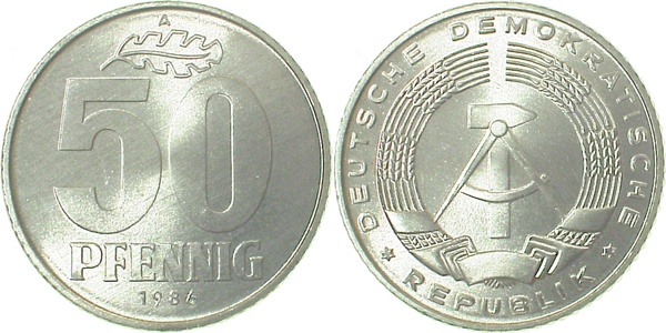 151286A~1.1 50 Pfennig  DDR 1986A bfr/stgl/matt J1512  