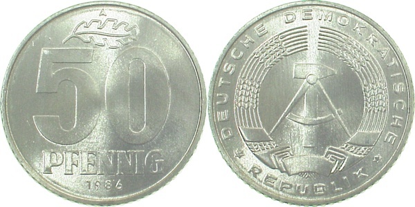 151286A~0.9 50 Pfennig  DDR 1986A stgl/matt fein J1512  