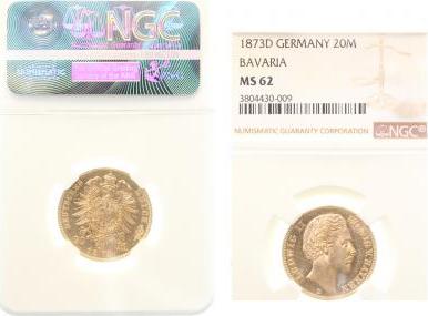 19473D~1.5a-IN 20 Mark  1873D Ludwig II. v.Bayern vz/st EA !!!! J 194  