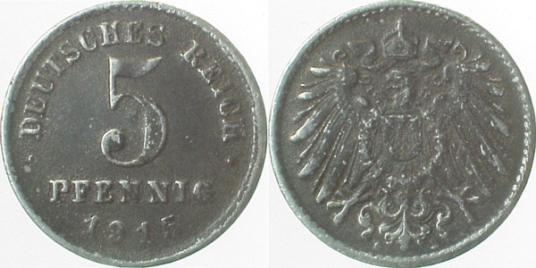 29715E~2.5 5 Pfennig  1915E ss/vz J 297  