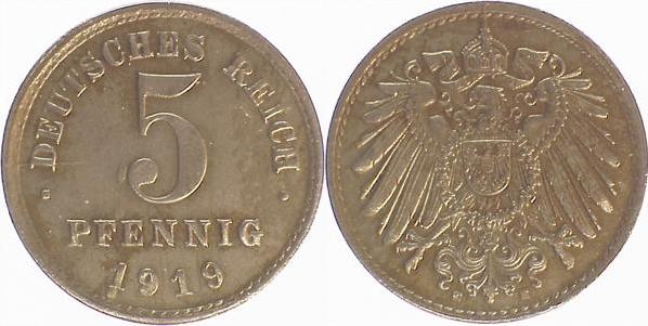 29719E~2.5 5 Pfennig  1919E ss/vz J 297  