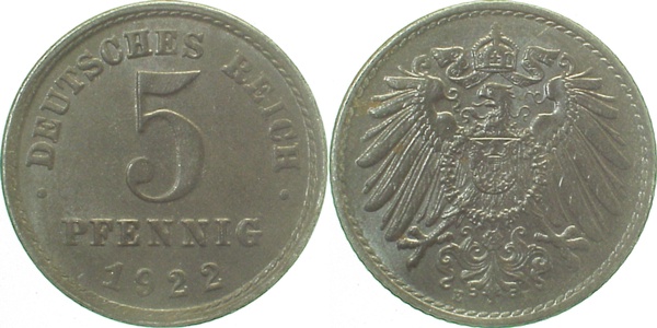 29722E~1.2 5 Pfennig  1922E prfr. J 297  