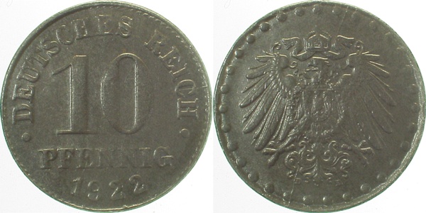 29822D~1.2 10 Pfennig  1922D prfr. J 298  