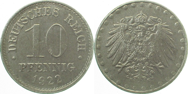 29822E~1.5 10 Pfennig  1922E f.prfr J 298  