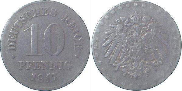 298Z17-~2.5 10 Pfennig  1917 Zink ss/vz J 298Z  