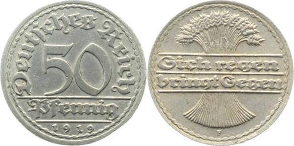 30119F~2.5 50 Pfennig  1919F ss/vz J 301  