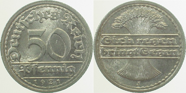 30121J~1.2 50 Pfennig  1921J prfr. J 301  