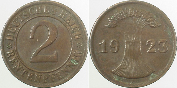 30723F~2.5 2 Pfennig  1923F ss/vz J 307  