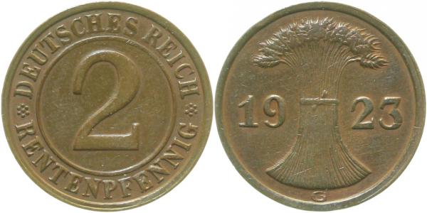 30723G~2.5 2 Pfennig  1923G ss/vz J 307  