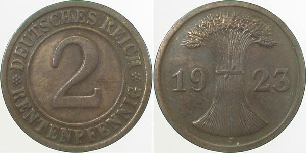 30723J~2.5 2 Pfennig  1923J ss/vz J 307  