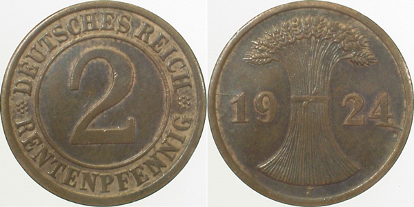 30724J~2.0 2 Pfennig  1924J vz J 307  