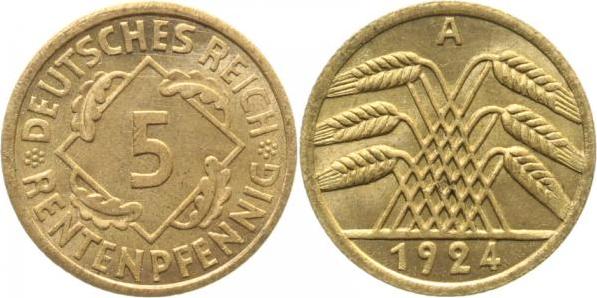 30824A~1.0 5 Pfennig  1924A stgl J 308  