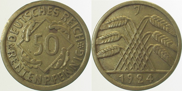 31024J~2.5 50 Pfennig  1924J ss/vz J 310  