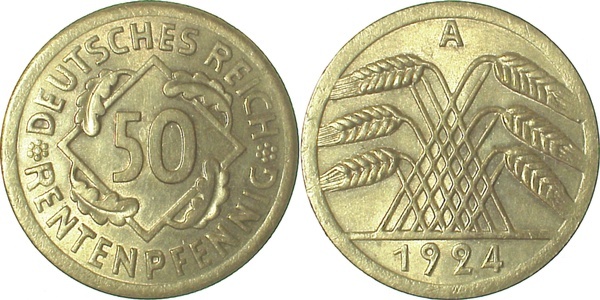 31024A~2.0 50 Pfennig  1924A vz J 310  