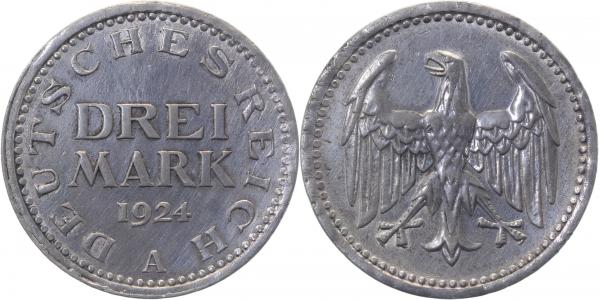 31224A~2.5 3 Reichsmark  1924A ss/vz J 312  