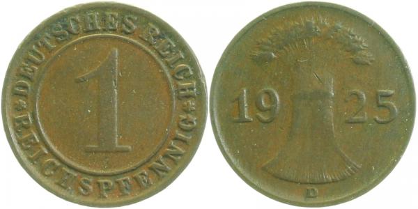31325D~2.5 1 Pfennig  1925D ss/vz J 313  