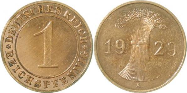 31329A~1.2b 1 Pfennig  1929A prfr zaponiert J 313  