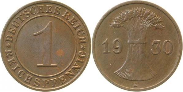 31330E~2.0 1 Pfennig  1930E vz J 313  